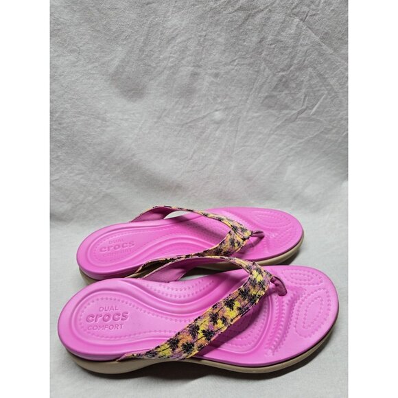 CROCS Women's Capri V Graphic Sequin Flip Flop Women's Size 7 - Picture 2 of 7